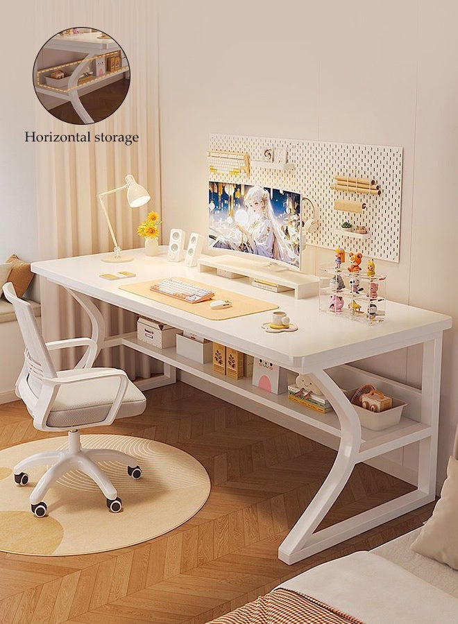 Spides Gaming Table Home Office Computer Desk with Storage Rack Under the Table Ergonomic PC Desktop Computer Desk Ideal for Students and Gamers Spacious and Functional - Image 1